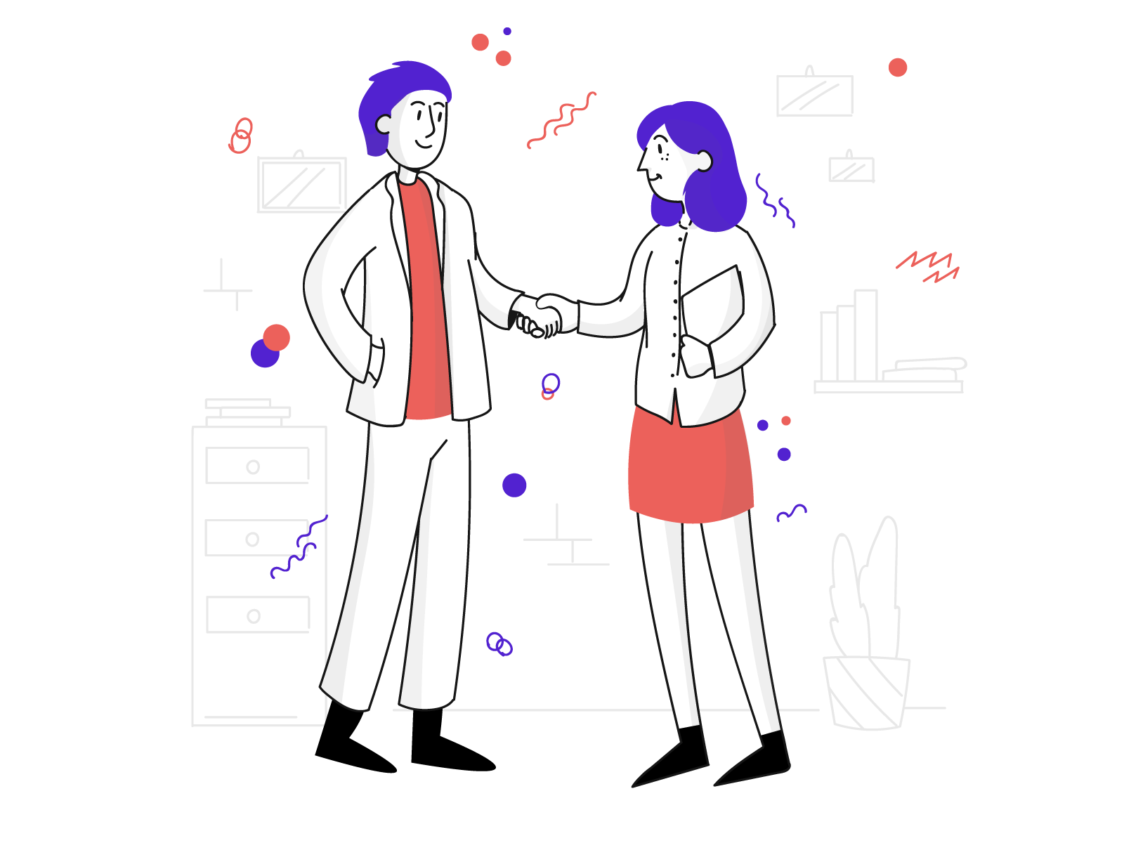 Business man and woman shaking hands